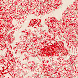 LAMALI Decorative Lokta Paper, 20 in x 30 in, Kongpo, White, Red Silkscreen