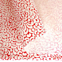 LAMALI Decorative Lokta Paper, 20 in x 30 in, Kikou, White, Red Silkscreen