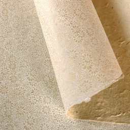 LAMALI Decorative Lokta Paper, 20 in x 30 in, Prairie, Cream, White Silkscreen
