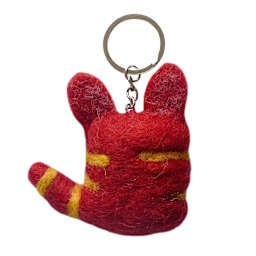 Felt Cat Handmade Key Rings Red