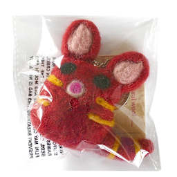 Felt Cat Handmade Key Rings Red