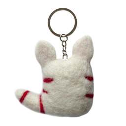 Felt Cat Handmade Key Rings White