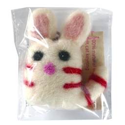 Felt Cat Handmade Key Rings White