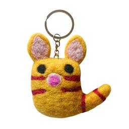 Felt Cat Handmade Key Rings Yellow