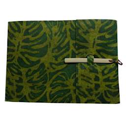 LAMALI Gargi Soft-Cover Handmade Journal, 5.9 in x 8.7 in, 96 Pgs./Bk., Olive Batik
