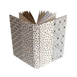 LAMALI Traveler's Hard-Cover Handmade Journal, 3.5 in x 5.5 in, 160 Pgs./Bk. White/Black