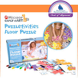 Puzzletivities Floor Puzzle Pack 60-Piece Floor Puzzle & 8 Softies Tri-Tip Crayons