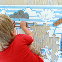 Puzzletivities Floor Puzzle Pack 60-Piece Floor Puzzle & 8 Softies Tri-Tip Crayons