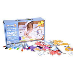 Puzzletivities Floor Puzzle Pack 60-Piece Floor Puzzle & 8 Softies Tri-Tip Crayons