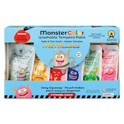 Abroli MonsterColor Washable Tempera Paint and Sets - Set of 8, Metallic Colors