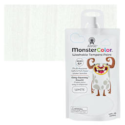 Abroli MonsterColor Washable Tempera Paint - White, 5 oz Pouch and swatch