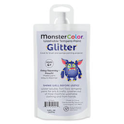 Abroli MonsterColor Washable Tempera Paint - Blue Glitter, 5 oz Pouch