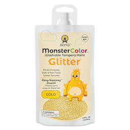 Abroli MonsterColor Washable Tempera Paint - Gold Glitter, 5 oz Pouch, front