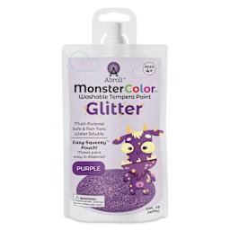 Abroli MonsterColor Washable Tempera Paint - Purple Glitter, 5 oz Pouch, front