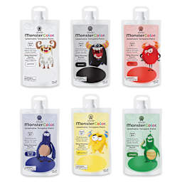 Abroli MonsterColor Washable Tempera Paint and Sets - Set of 8, Assorted, 6 colors out of packaging