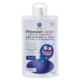 Abroli MonsterColor Washable Tempera Paint - Metallic Blue, 5 oz Pouch, front