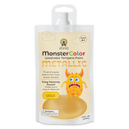 Abroli MonsterColor Washable Tempera Paint - Metallic Gold, 5 oz Pouch, front