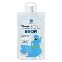 Abroli MonsterColor Washable Tempera Paint - Neon Blue, 5 oz Pouch, front