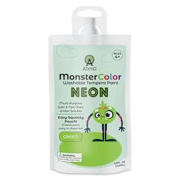 Abroli MonsterColor Washable Tempera Paint - Neon Green, 5 oz Pouch, front