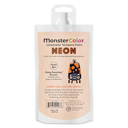 Abroli MonsterColor Washable Tempera Paint - Neon Orange, 5 oz Pouch