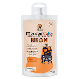 Abroli MonsterColor Washable Tempera Paint - Neon Orange, 5 oz Pouch, front
