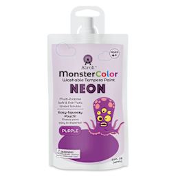 Abroli MonsterColor Washable Tempera Paint - Neon Purple, 5 oz Pouch, front