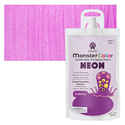 Abroli MonsterColor Washable Tempera Paint - Neon Purple, 5 oz Pouch and swatch