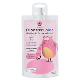 Abroli MonsterColor Washable Tempera Paint - Pink, 5 oz Pouch, front