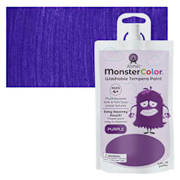 Abroli MonsterColor Washable Tempera Paint - Purple, 5 oz Pouch and swatch