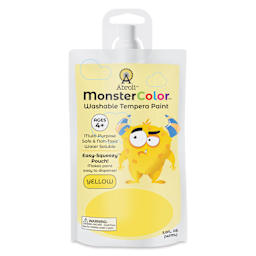 Abroli MonsterColor Washable Tempera Paint - Yellow, 5 oz Pouch, front