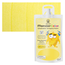Abroli MonsterColor Washable Tempera Paint - Yellow, 5 oz Pouch and swatch