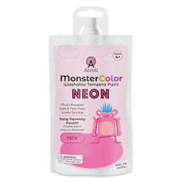 Abroli MonsterColor Washable Tempera Paint - Neon Pink, 5 oz Pouch, front
