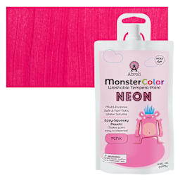 Abroli MonsterColor Washable Tempera Paint - Neon Pink, 5 oz Pouch and swatch