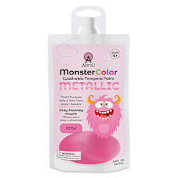 Abroli MonsterColor Washable Tempera Paint - Metallic Pink, 5 oz Pouch, front