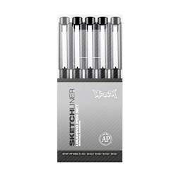 Sketchliner 5-Pen Set Pigmented Black Ink; 0.1mm, 0.2mm, 0.3mm, 0.5mm and 0.8mm Nibs
