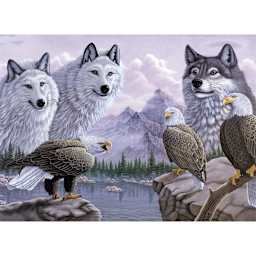 Adult Painting by Numbers Kits Wolves and Eagles, 11 3/8" x 15 3/8" - Peggable