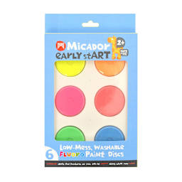 Low-Mess Washable 6-Color Paint Disc Sets Fluoro Colors