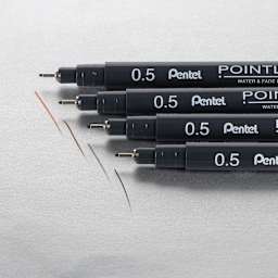 Pentel Arts Pointliner Pen Set 5-Pen Assorted Color Set - 2 Black, Grey, Sanguine, Sepia Ink
