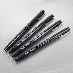 Pentel Arts Pointliner Pen Set 5-Pen Assorted Color Set - 2 Black, Grey, Sanguine, Sepia Ink
