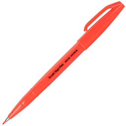 Sign Pen with Brush Tip Fluorescent Red