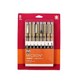 Pigma Micron Pen Set of 8, Black