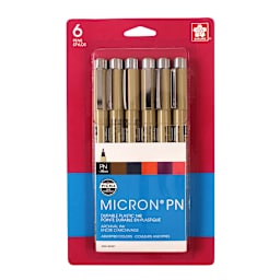 Pigma Micron PN Plastic Nib Pen Sets 6-Piece Set - Peggable