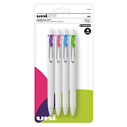 Uni One Ink Gel Pens - Set of 4, Assorted Colors, 0.7 mm