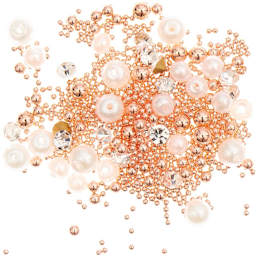 Resin Filling Materials Pearls, Diamonds, Globules - Rose Gold, 13.5g