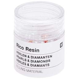 Resin Filling Materials Pearls, Diamonds, Globules - Rose Gold, 13.5g