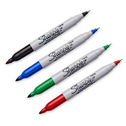 Sharpie Twin Tip Permanent Markers 4-Color Carded Set (Black, Blue, Green, Red)