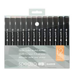 Spectra AD Marker Set 12-Color Set - Warm Gray - Peggable