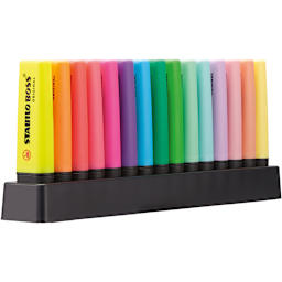 BOSS ORIGINAL Highlighters Set 15-Color (9 Fluorescent & 6 Pastel) Desk Set