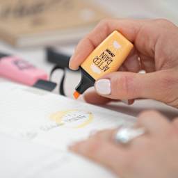 BOSS Mini Highlighter Set 3-Color Pastellove Set (Dusty Gray, Frozen Fuchsia, Pale Orange)