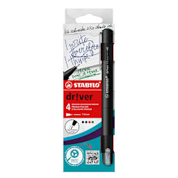 dr!ver Premium Fineliner Set 4-Color Fine Tip Wallet Set (Black, Blue, Red, Green)